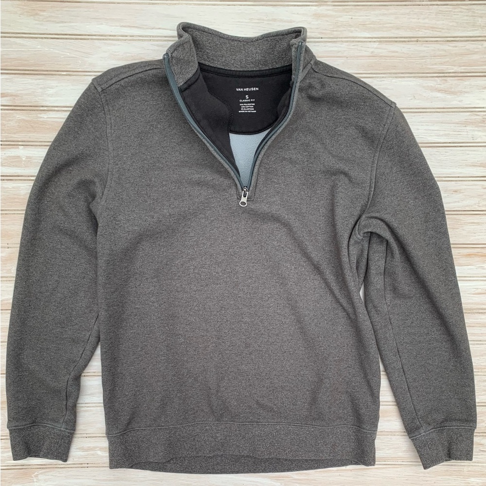 Van Heusen Men’s Charcoal Zip-Up Sweater – Size Small